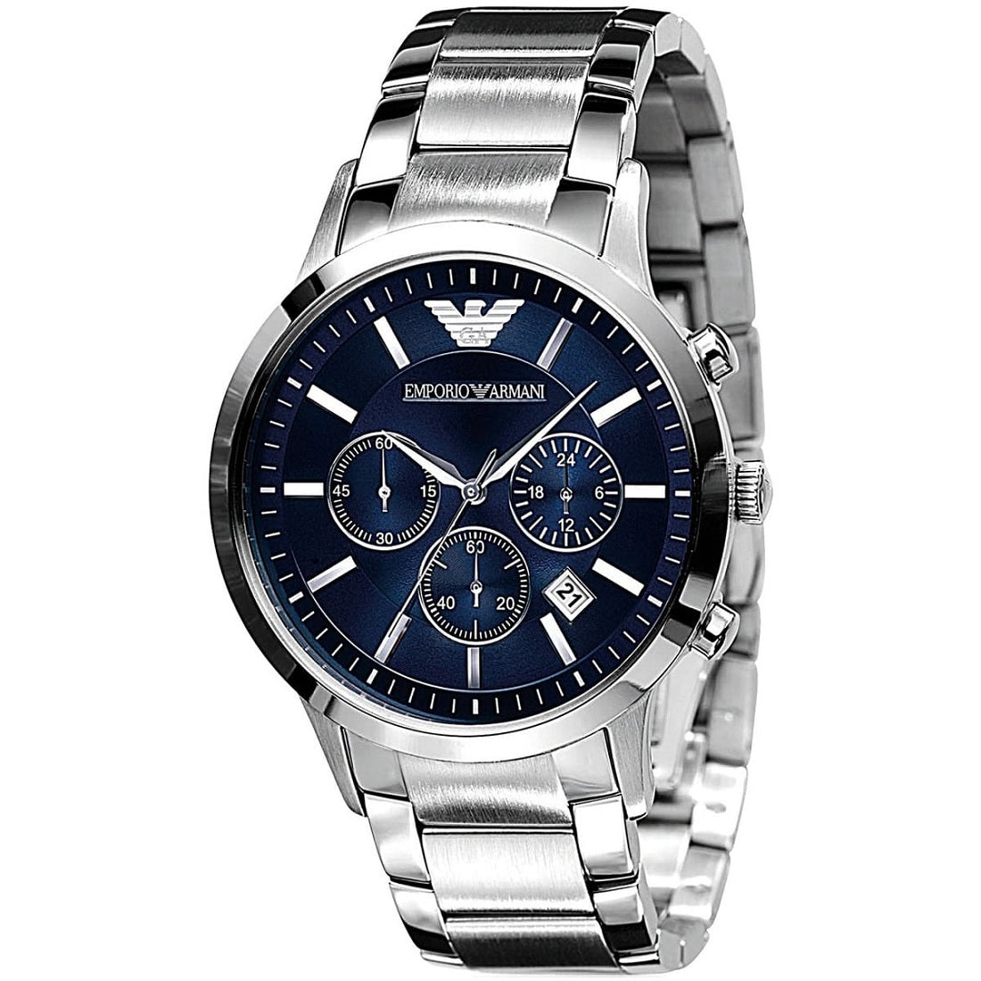 Emporio Armani AR2448 Renato Men's Silver & Blue Watch