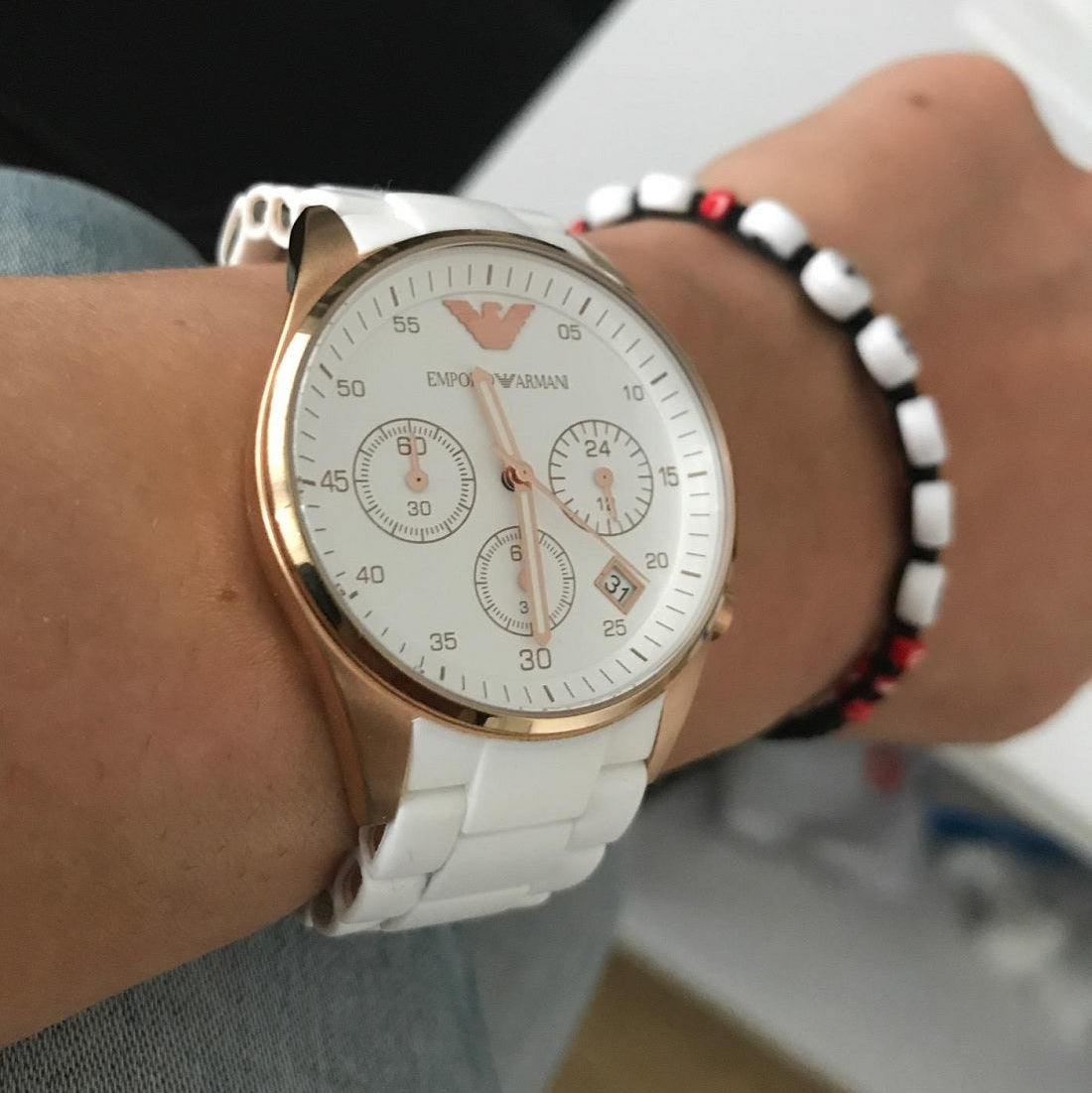 Emporio Armani AR5920 Sportivo Women's White & Rose Gold Watch