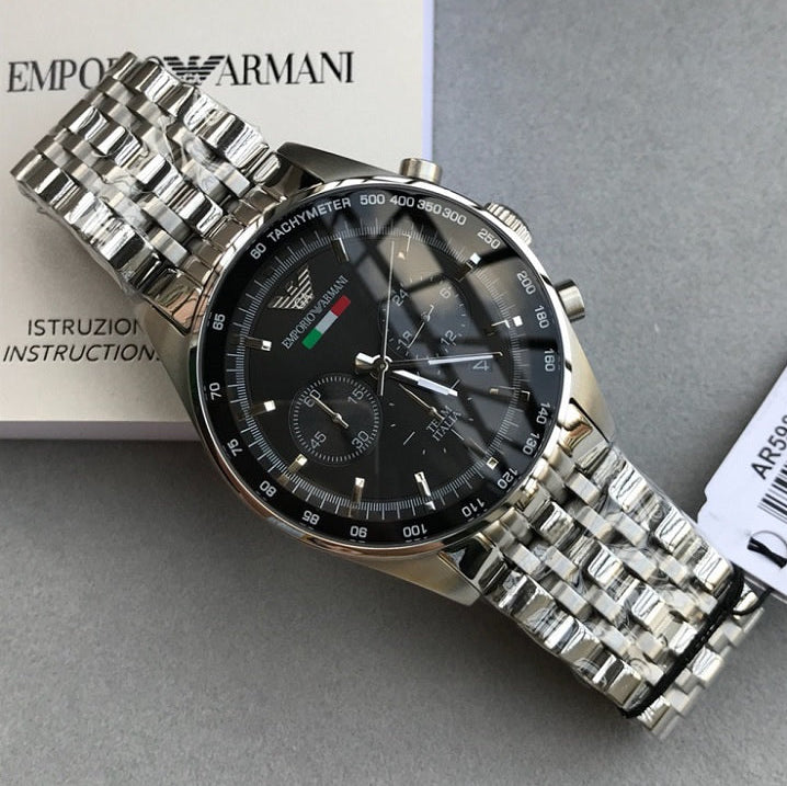 Emporio Armani AR5983 Tazio Men's Silver & Black Watch