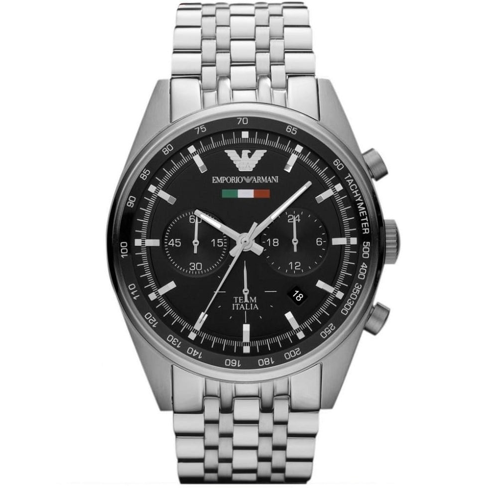 Emporio Armani AR5983 Tazio Men's Silver & Black Watch