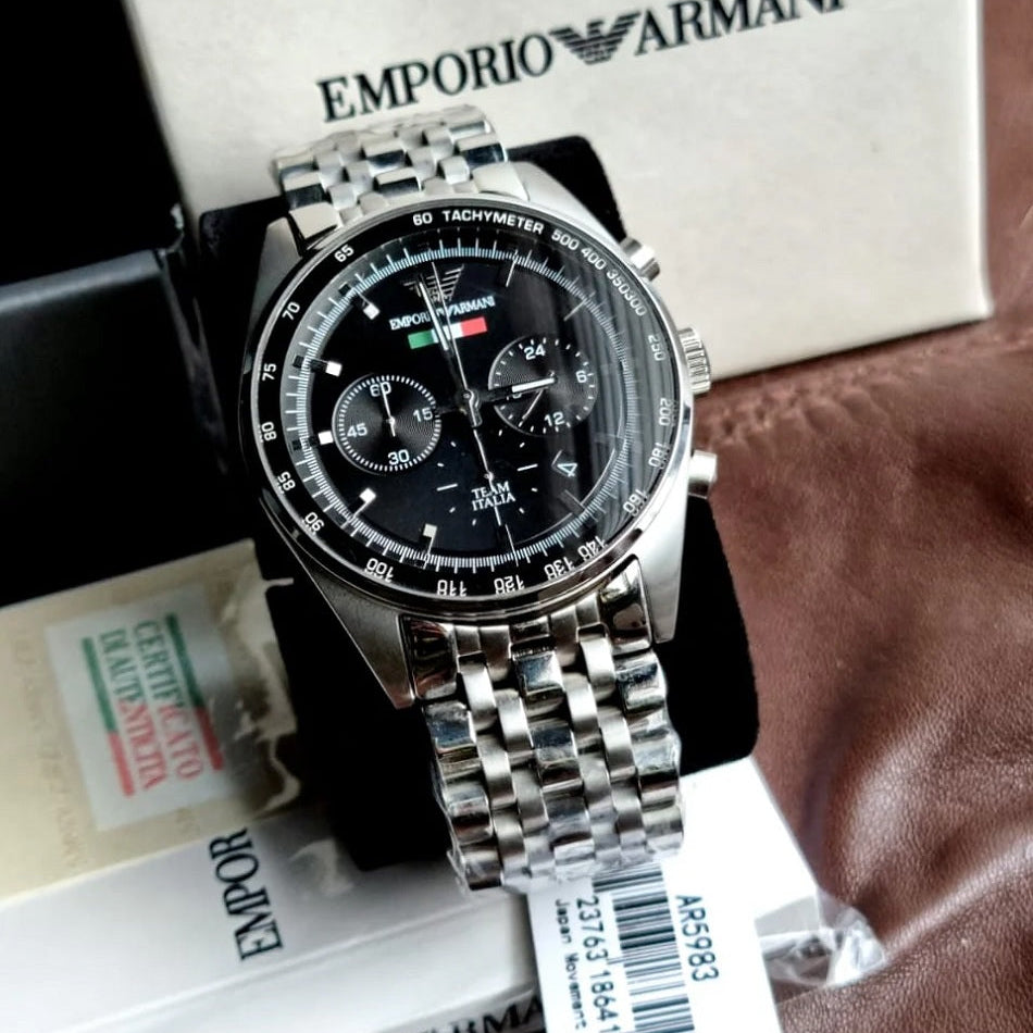 Emporio Armani AR5983 Tazio Men's Silver & Black Watch