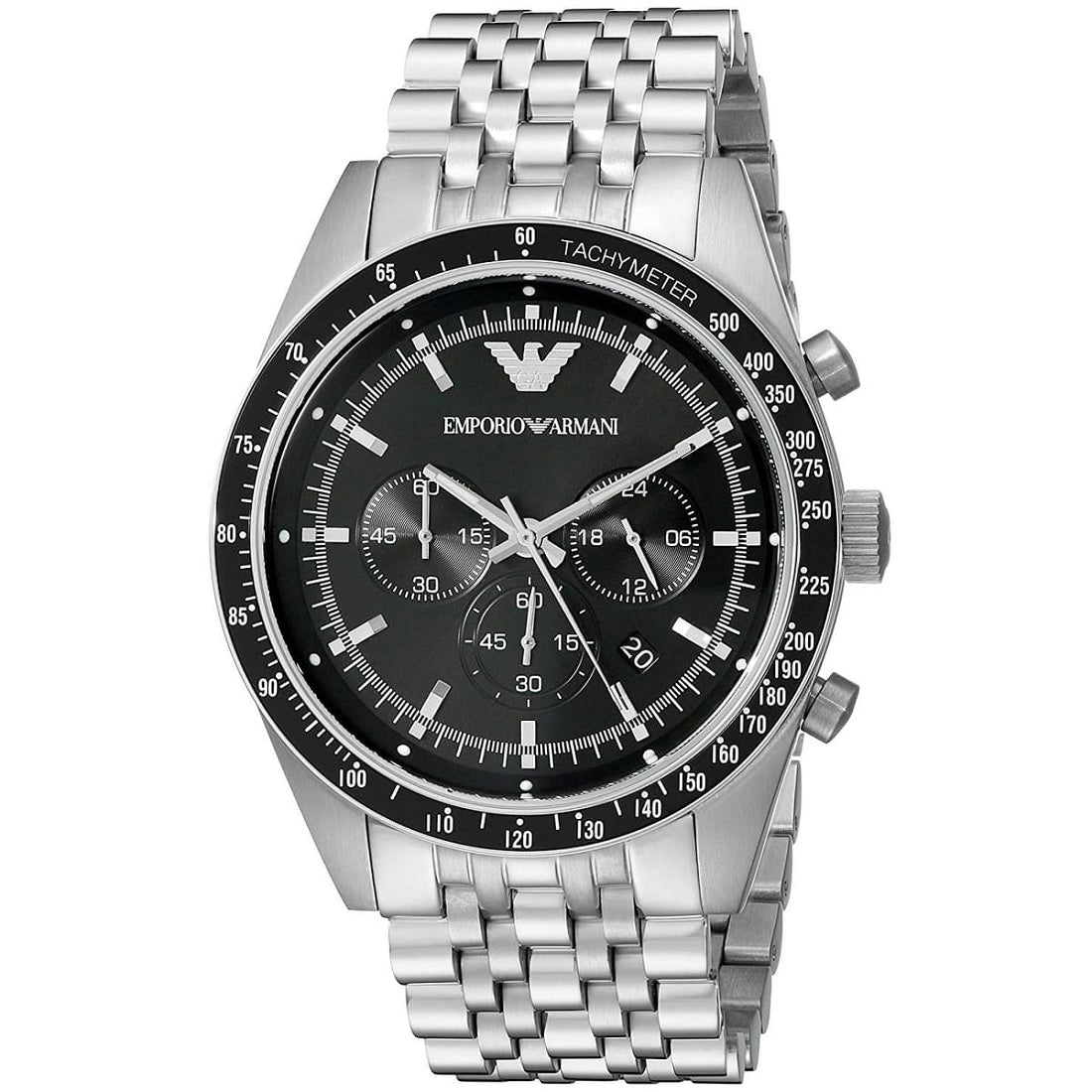 Emporio Armani AR5988 Tazio Men's Silver & Black Chronograph