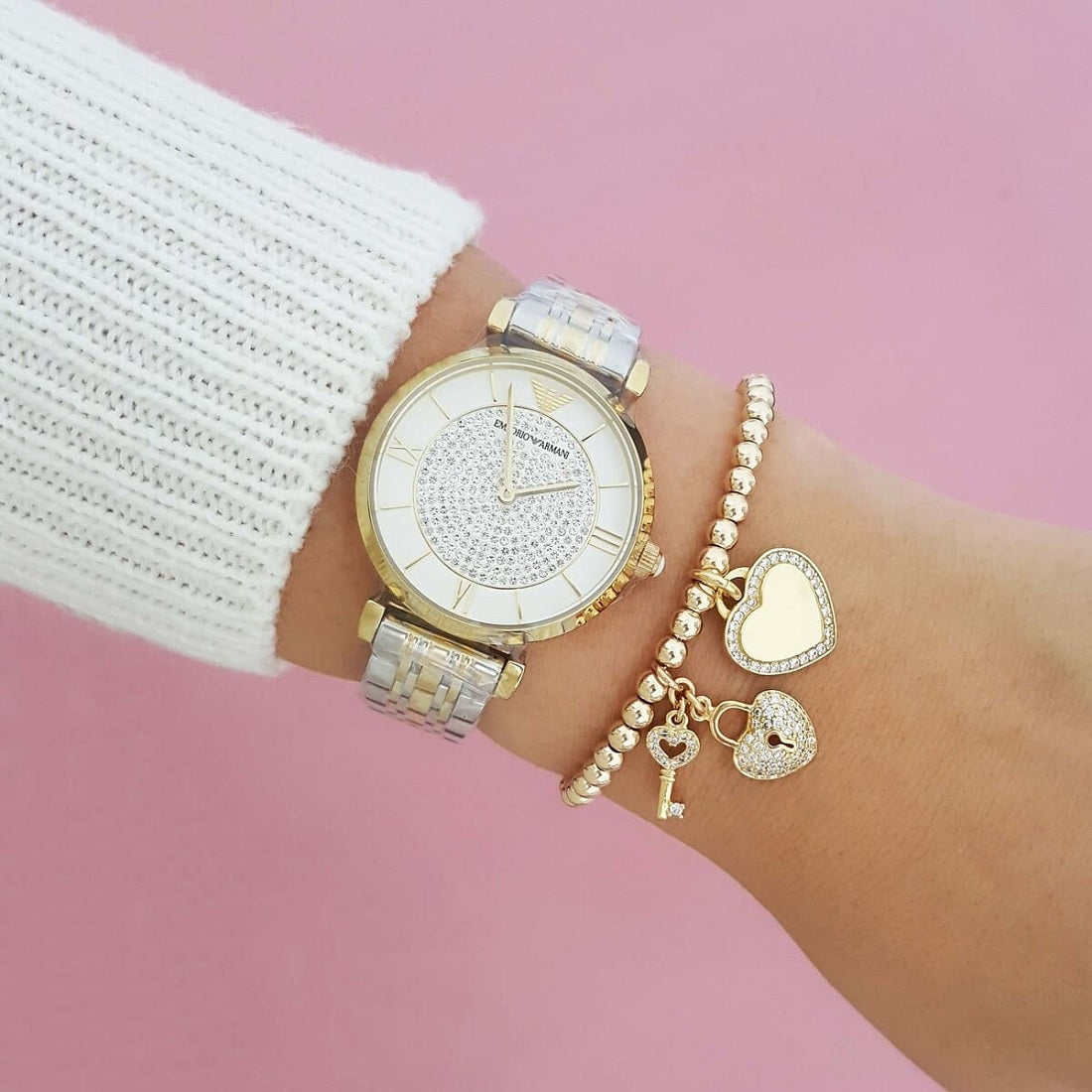 Emporio Armani AR8031 Gianni T-Bar Women's Two-Tone Watch