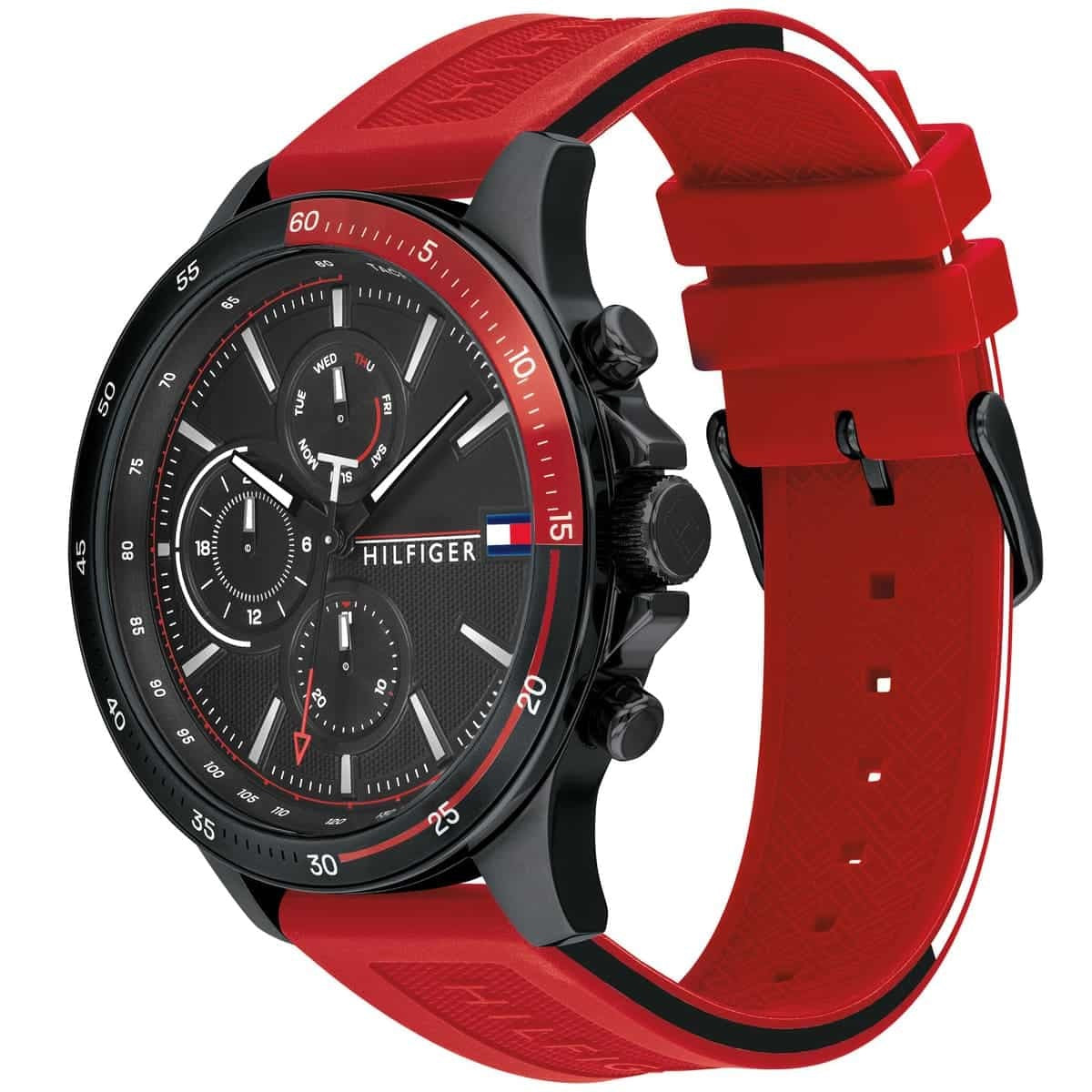 Tommy Hilfiger 1791722 Bank Men's Red Silicone Watch